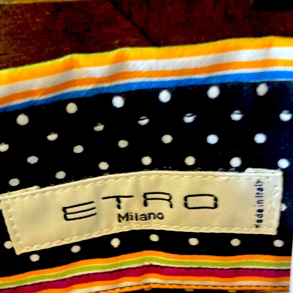 Etro made in Milton button down blouse size 48 Italian cotton pattern
